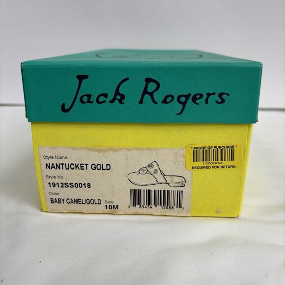 Jack Rogers Baby Camel/Gold Nantucket Whipstitch Leather Thong Flat Sandal Sz 10 - Picture 8 of 10